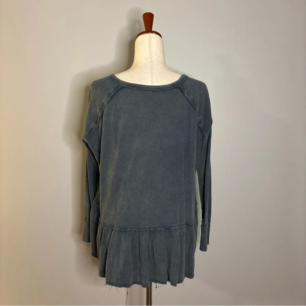 Size S- Free People green persized waffle/thermal top